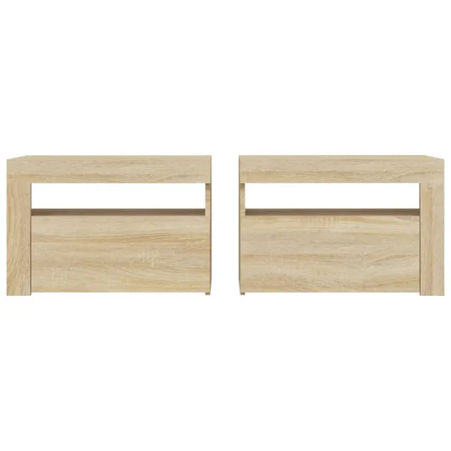 Tables de chevet 2 pcs avec LED Chêne Sonoma 60x35x40 cm