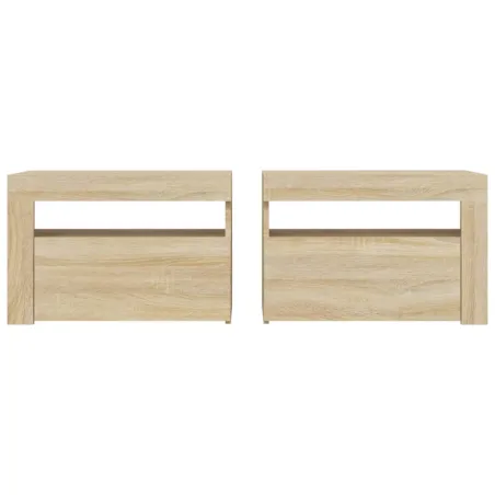 Tables de chevet 2 pcs avec LED Chêne Sonoma 60x35x40 cm
