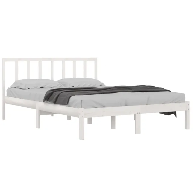 Cadre de lit sans matelas blanc bois de pin massif 120x190 cm