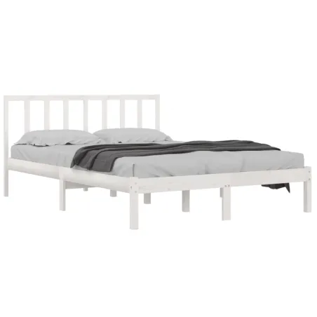Cadre de lit sans matelas blanc bois de pin massif 120x190 cm