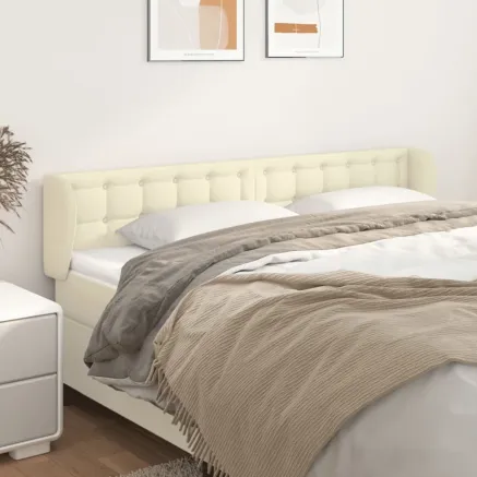 Tête de lit avec oreilles Crème 163x23x78/88 cm Similicuir