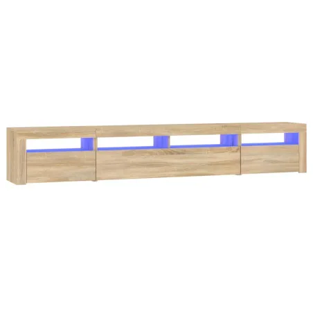 Meuble TV avec lumières LED Chêne sonoma 240x35x40 cm