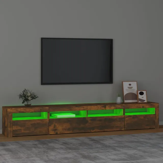 Meuble TV avec lumières LED Chêne fumé 240x35x40 cm
