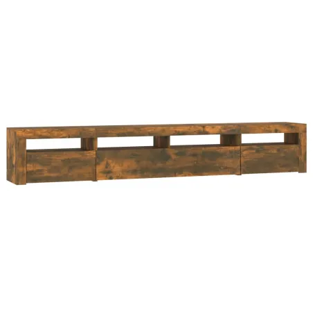 Meuble TV avec lumières LED Chêne fumé 240x35x40 cm