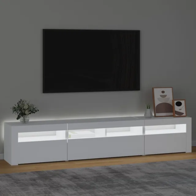 Meuble TV avec lumières LED Blanc 210x35x40 cm