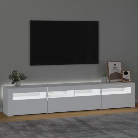 Meuble TV avec lumières LED Blanc 210x35x40 cm