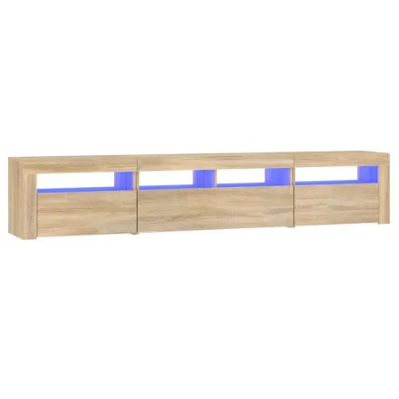 Meuble TV avec lumières LED Chêne sonoma 210x35x40 cm 2