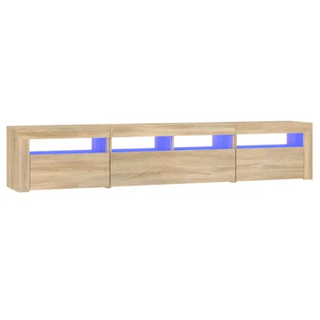 Meuble TV avec lumières LED Chêne sonoma 210x35x40 cm