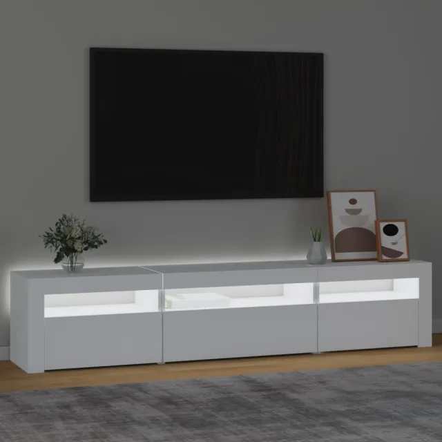 Meuble TV avec lumières LED Blanc 195x35x40 cm
