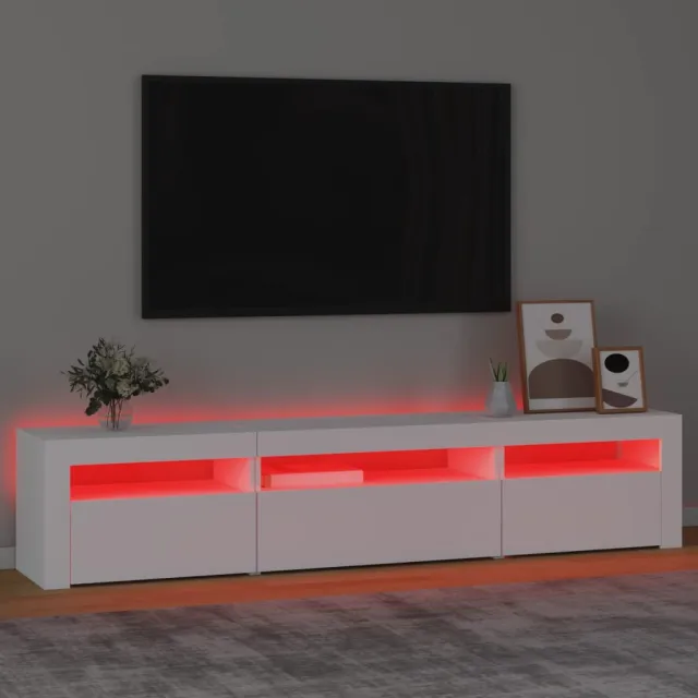 Meuble TV avec lumières LED Blanc 195x35x40 cm