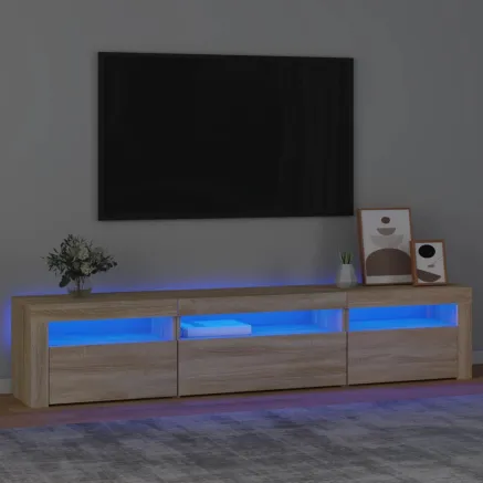Meuble TV avec lumières LED Chêne sonoma 195x35x40 cm
