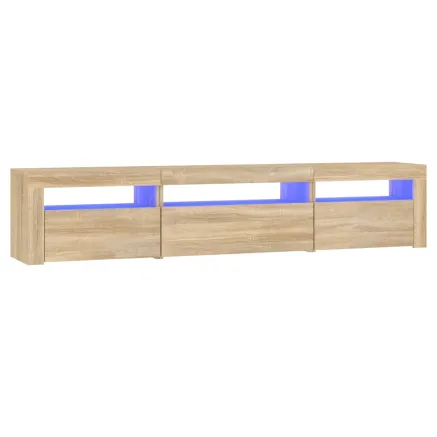 Meuble TV avec lumières LED Chêne sonoma 195x35x40 cm 2