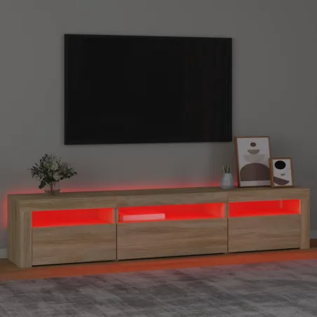 Meuble TV avec lumières LED Chêne sonoma 195x35x40 cm