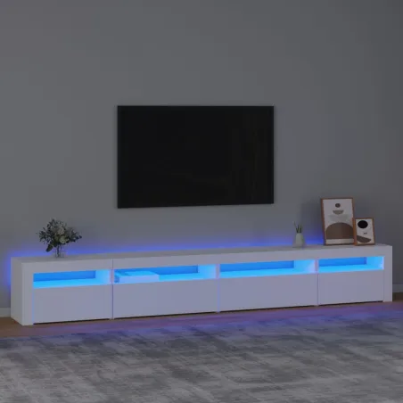 Meuble TV avec lumières LED Blanc 270x35x40 cm