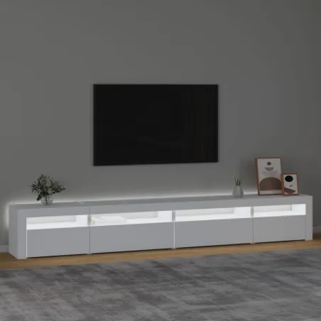 Meuble TV avec lumières LED Blanc 270x35x40 cm