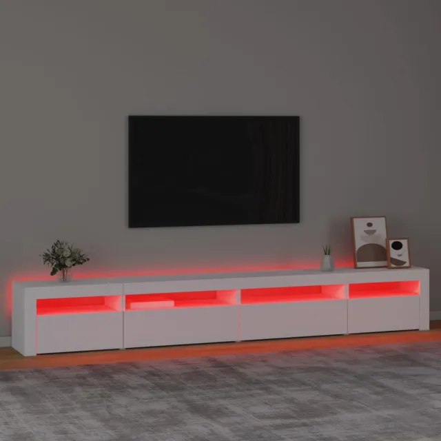Meuble TV avec lumières LED Blanc 270x35x40 cm