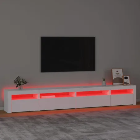 Meuble TV avec lumières LED Blanc 270x35x40 cm