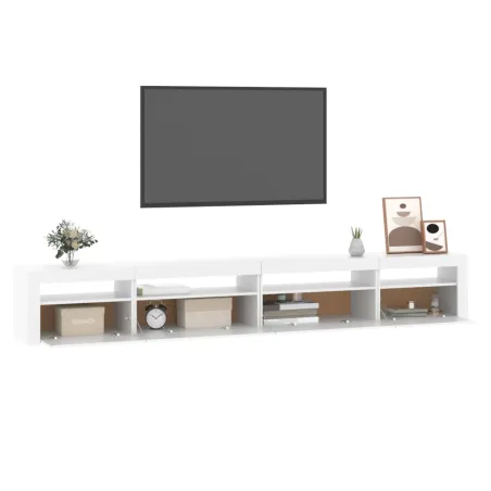 Meuble TV avec lumières LED Blanc 270x35x40 cm