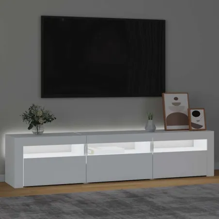 Meuble TV avec lumières LED Blanc 180x35x40 cm