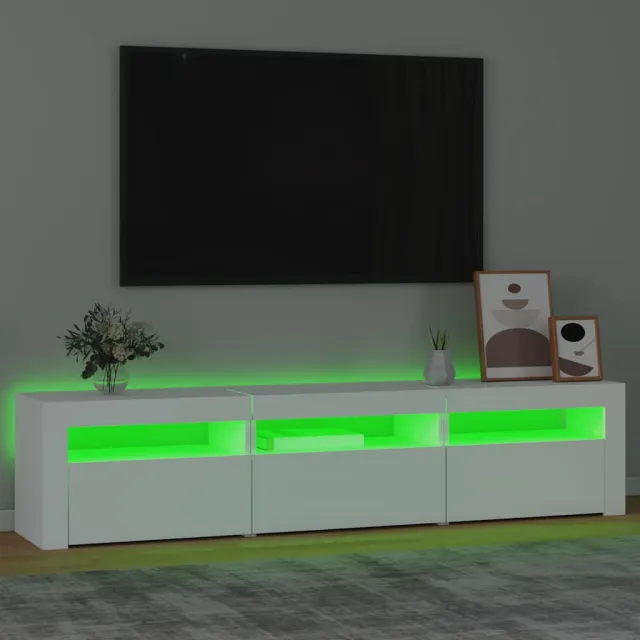 Meuble TV avec lumières LED Blanc 180x35x40 cm