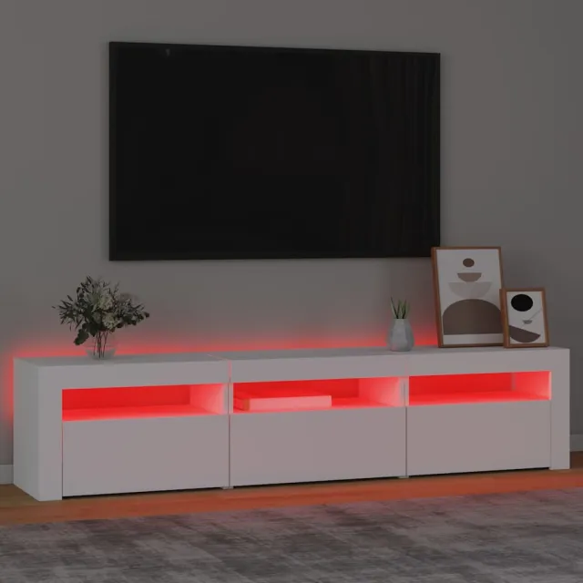 Meuble TV avec lumières LED Blanc 180x35x40 cm