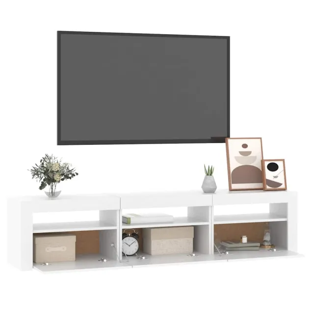 Meuble TV avec lumières LED Blanc 180x35x40 cm