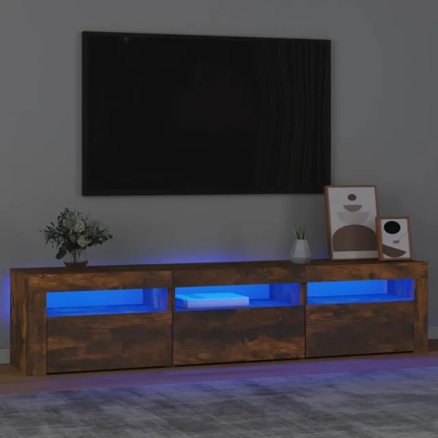 Meuble TV avec lumières LED Chêne fumé 180x35x40 cm