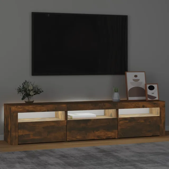 Meuble TV avec lumières LED Chêne fumé 180x35x40 cm