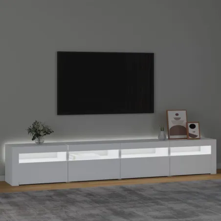 Meuble TV avec lumières LED Blanc 240x35x40 cm