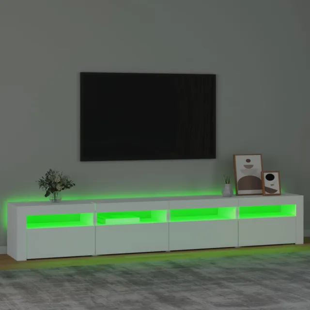 Meuble TV avec lumières LED Blanc 240x35x40 cm