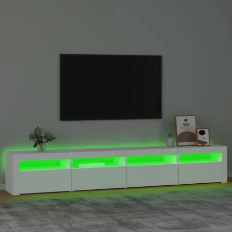 Meuble TV avec lumières LED Blanc 240x35x40 cm