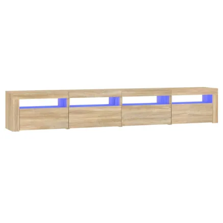 Meuble TV avec lumières LED Chêne sonoma 240x35x40 cm 2
