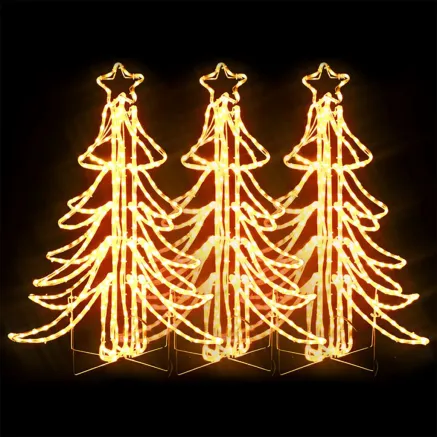 Arbres de Noël pliables avec LED 3 pcs Blanc chaud 87x87x93 cm 2