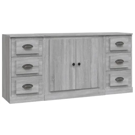 Buffets 3 pcs Sonoma gris Bois d'ingénierie 2