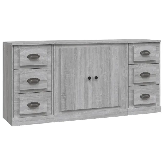 Buffets 3 pcs Sonoma gris Bois d'ingénierie