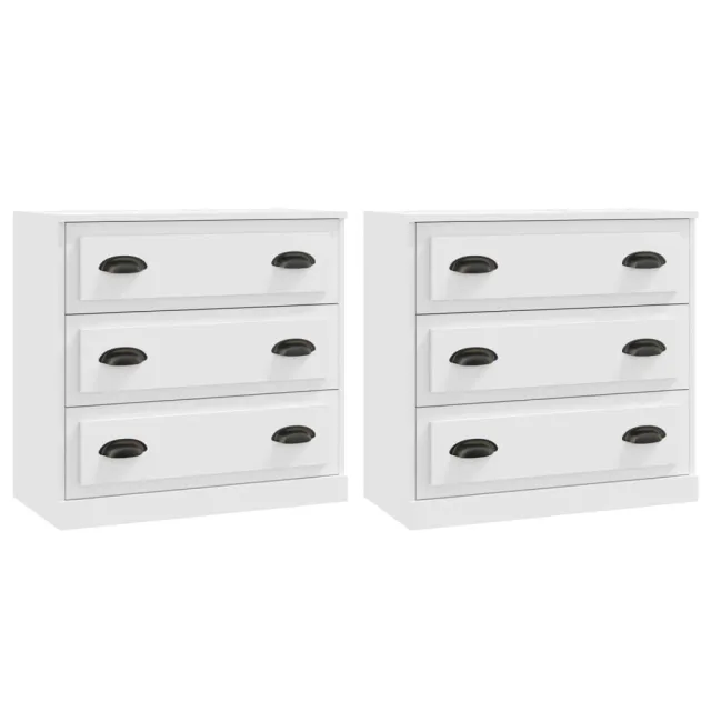 Buffets 2 pcs blanc bois d'ingénierie