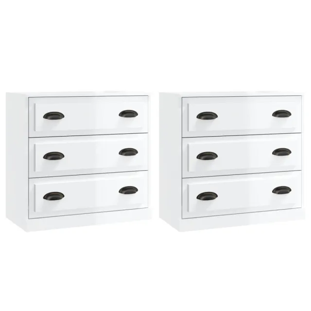 Buffets 2 pcs blanc brillant bois d'ingénierie