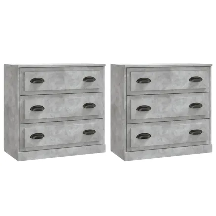 Buffets 2 pcs gris béton bois d'ingénierie 2