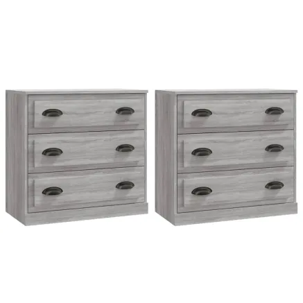 Buffets 2 pcs sonoma gris bois d'ingénierie 2