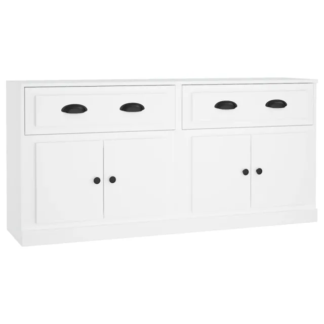 Buffets 2 pcs blanc bois d'ingénierie