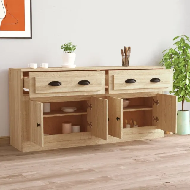 Buffets 2 pcs chêne sonoma bois d'ingénierie