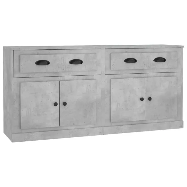 Buffets 2 pcs gris béton bois d'ingénierie
