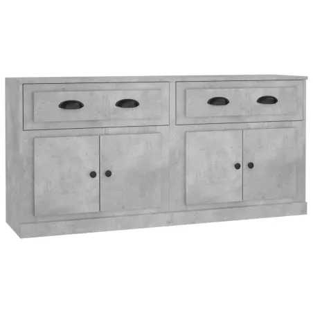 Buffets 2 pcs gris béton bois d'ingénierie