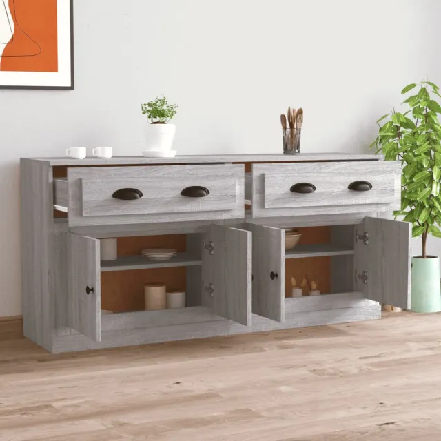 Buffets 2 pcs sonoma gris bois d'ingénierie