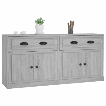 Buffets 2 pcs sonoma gris bois d'ingénierie