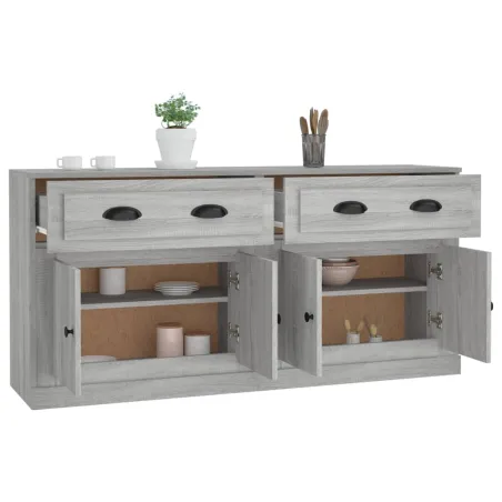 Buffets 2 pcs sonoma gris bois d'ingénierie