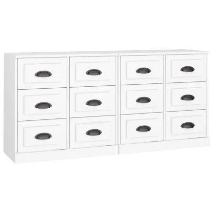 Buffets 2 pcs blanc bois d'ingénierie 2