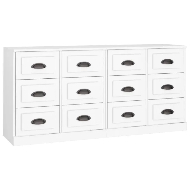 Buffets 2 pcs blanc bois d'ingénierie