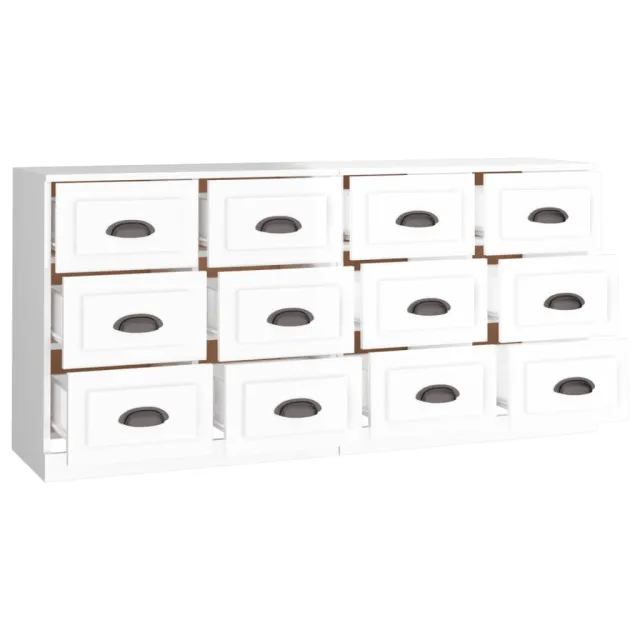 Buffets 2 pcs blanc brillant bois d'ingénierie