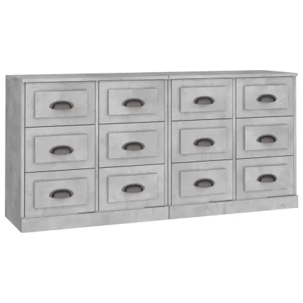 Buffets 2 pcs gris béton bois d'ingénierie 2